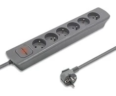 QOLTEC 50277 Maitinimo juostelė 6 lizdai 1,8m Pilkas