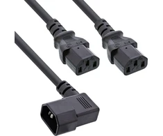 Maitinimo kabelis InLine ® Maitinimo kabelis Y, šaltiems prietaisams, 1x IEC-C14 kampuotas į 2x IEC-C13, 1m