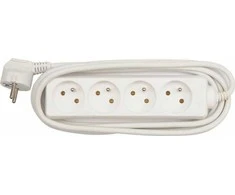 230V ilgintuvas, CEE7 (šakė) - 4x lizdas, 3m, VDE patvirtintas, balta