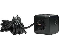 MicroConnect GRUCUBE2USB-B3 3m ilgio maitinimo laidas 3 x tinklo lizdai, skirti naudoti viduje, juodi