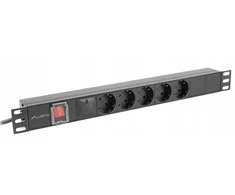 Lanberg stovo maitinimo blokas PDU 19" 1U 10A 5x Schuko 2m juodas C14