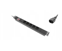 Lanberg stovo maitinimo blokas PDU 19" 1U 10A 5x Schuko 2m juodas C14
