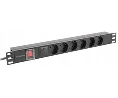 Lanberg stovo maitinimo blokas PDU 19" 1U 10A 6x Schuko 2m juodas C14