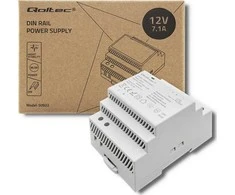 Qoltec Maitinimo šaltinis na szynę DIN | 85.2W | 12V | 7.1A | Pilka