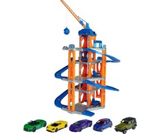 Majorette Majorette Garažas nuokalne su liftu + 5 automobilių didelis rinkinys vaikams
