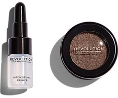Rinkinys „Makeup Revolution“: „Flawless Foils“ veganiškų akių šešėlių pagrindas, 2 ml + „Flawless Foils“ veganiškų akių šešėlių paletė „Overcome“, 2 g