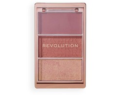 „Makeup Revolution Blush Icon“ matinių skaistalų paletė, šviesinamoji paletė „Aura Points Rose“, 11,5 g