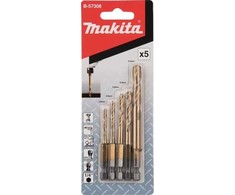 MAKITA Rinkinys grąžtų DO METALU HSS-TIN 1/4" HEX /5szt.