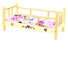 Malimas Medinė lova lėlėms 50 cm + patalynė