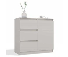 Top E Shop CHEST OF DRAWERS 1 DOOR 3 DRAWERS COLOUR CASHMERE