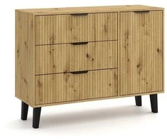 Top E Shop SCANDI 1D3S SLIM OAK ARTISAN CHEST OF DRAWERS