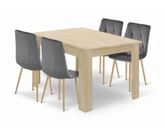 Lauko baldų komplektas Valora Baldų komplektas su stalu ir 4 kėdėmis, ąžuolo sonomos ir tamsiai pilkos spalvos, 120 × 80 × 75 cm, 5 vnt.