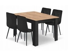 Valora Malys Group NP 120x80 Craft Juodas stalo + 4 LIBRA juodų kėdžių komplektas