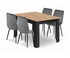 Valora Malys Group NP 120x80 Craft Juodas stalo + 4 LAVA pilkų kėdžių komplektas