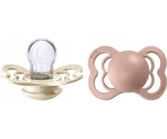 MAM BABY Žindukas Bibs Supreme 160221 2 pak silikoninis 1 dydis dramblio kaulo/rožinė (BIB000034)