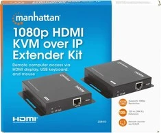 AV signalo perdavimo sistema Manhattan MANHATTAN 1080p60Hz HDMI KVM per IP ilgintuvo rinkinys HDMI signalo ilgintuvas iki 120 m per Cat6 kabelį arba IP tinklą
