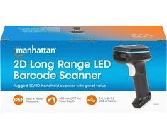 Manhattan 154116 brūkšninių kodų skaitytuvas Rankinis brūkšninių kodų skaitytuvas 1D/2D LED Juoda