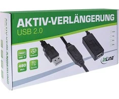 USB Manhattan USB-A - USB-A kabelis 12,5 m, juodas