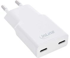 Manhattan „InLine®“ USB maitinimo šaltinis ir įkroviklis, dvigubas USB-C, PD, PPS, 30 W, baltas