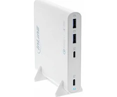 Įkroviklis Manhattan InLine® USB maitinimo šaltinis, GaN kroviklis, 4-Port, 2x USB-C + 2x USB-A, 120W, balta