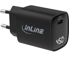 Manhattan „InLine®“ USB PD maitinimo šaltinis, GaN įkroviklis, 1 prievadas, USB-C, 45 W, su ekranu