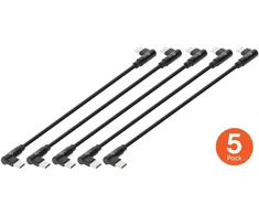Manhattan Krótki Kabelis ładujący USB-C 60W 20cm 5-pak USB Typ-C wtyk na wtyk kątowy USB 2.0 480mbit/s juoda (357050)