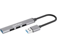 Manhattan Manhattan 168427 šakotuvai ir koncentratoriai USB 3.2 Gen 1 (3.1 Gen 1) Type-A 5000 Mbit/s pilka