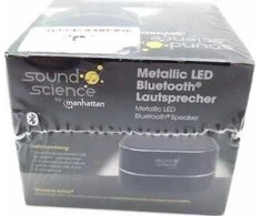 MANHATTAN Sound Science Metallic LED Bluetooth-kolonėlė Bluetooth 5.0 Mikrofonas Bedienelemente FM-Radio MicroSD-Slot juodas