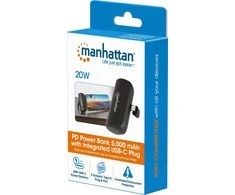 Manhattan MANHATTAN PD išorinė baterija 5000mAh, C tipo, 20W, juoda