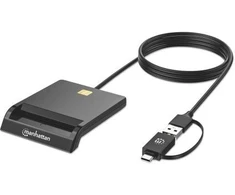 Manhattan Skaitytuvas kart chipowych su USB-C / USB-A wtyczką combo (102759)