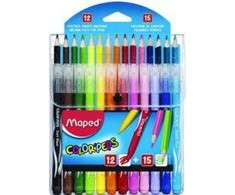 Flomasterių ir pieštukų rinkinys MAPED ColorPeps Jungle, 12 spalvų+15 spalvų