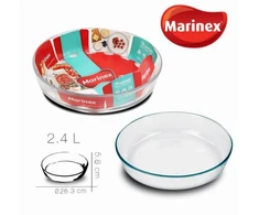 Didelė apvali stiklinė kepimo forma 2,4 l, 5,5 x 26,5 x 26,5 cm, MARINEX