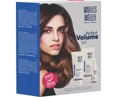 „Tobulos apimties“ rinkinys Marlies Moller: kasdienis plaukų apimties didinimo šampūnas, 100 ml + pakeliamasis plaukų kondicionierius apimčiai, 100 ml + apimties didinimo plaukų lakas formavimui, 30 ml