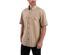 Marškinėliai Carhartt vidutinio svorio Chambray tamsiai rudi
