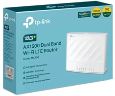 TP-LINK Archer MX700 | 4G+ AX1500 dviejų juostų Wi-Fi LTE maršrutizatorius | 802.11ax | 10/100/1000 Mbit/s | Mesh palaikymas: taip | 4G | MU-MIMO: taip