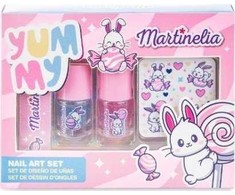 Aquarius MARTINELIA Yummy nagų dailės rinkinys, 2 nagų lakai, 1 dildė ir įvairaus dizaino nagų lipdukai Zuikis