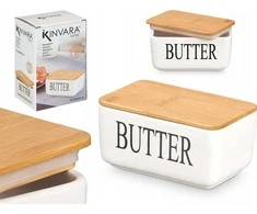 Sviestinis indas Kinvara Keraminis sviestinis indas su užrašu BUTTER, 10 x 16,5 x 8,5 cm