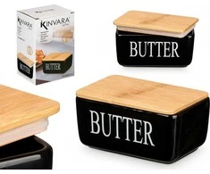 Sviestinis indas Kinvara Keraminis sviestinis indas su užrašu BUTTER, 10 x 16,5 x 8,5 cm