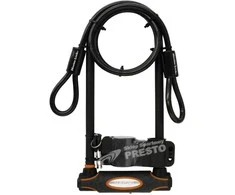 Masterlock MASTER LOCK Grūdinto plieno „U“ formos dviračio spyna su papildomu trosu ir laikikliu spynai