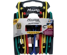 Master Lock Masterlock 10 tvirtinimo gumų komplektas su kabliukais, 2x25 + 2x45 + 2x60+ 2x80 + 2x100, įvairių spalvų