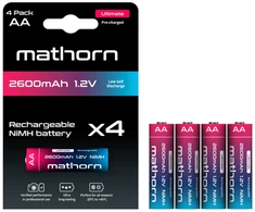Mathorn Ultimate AA NiMH 2600 mAh HR6 1.2V įkraunamų baterijų paketas, 4 vnt. MB-AA2600NH-4P