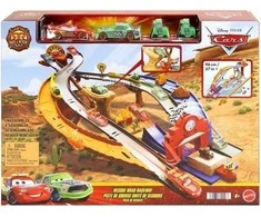 Mattel „Disney Cars“ – Radiator Springs lenktynių ir gelbėjimo gelbėjimo kelio lenktynių rinkinys su 4 žaisliniais automobiliais (JFL57)