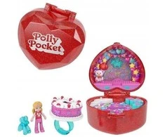 Mattel Polly Pocket kompaktiškas gimtadienio rinkinys su žiedu ir torto figūrėle