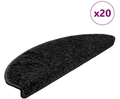 Laiptų kilimėliai, 20 vnt., juodi, 65x21x4 cm, dideli, pusapvaliai