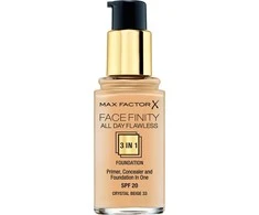 Max Factor Facefinity All Day Flawless Vegan Matte Primer Maskuoklis &amp; Foundation 3-In-1 33 Crystal rusvai gelsvas SPF 20, 30 ml