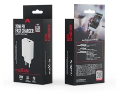 Maxlife MXTC-10-20AC PD QC įkroviklis 1x USB-C 1x USB 20W baltos spalvos