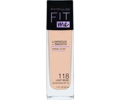 Maybelline Fit Me Luminous + Smooth Foundation 118 Light rusvai gelsvas, 30 ml