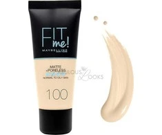 „Maybelline Fit Me Matte + Poreless“ skystas makiažo pagrindas, 100 „Warm Ivory“, 30 ml