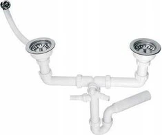 Mc Alpine sifonas. Dviejų vamzdžių kriauklės sifonas 3,5 "X50mm su skalbimo mašinos arba indaplovės jungtimi, perpildymas [18]