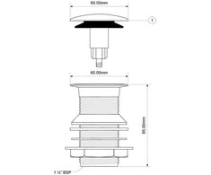 McAlpine Glasgow 5 / 4 "didelis chromas automatiškai spustelėjus kamštį (CWU60- CB)